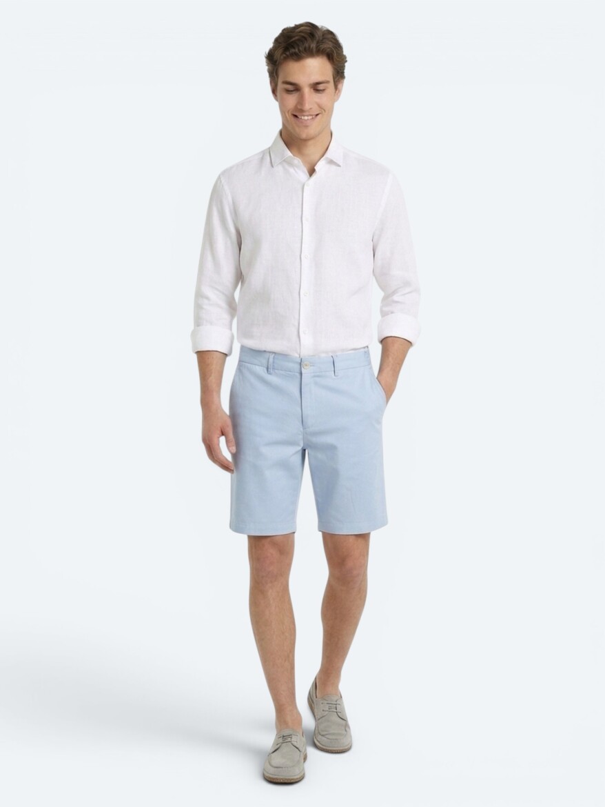 Mavi Düz Kumaş Jogging Fit Casual Bermuda - 4