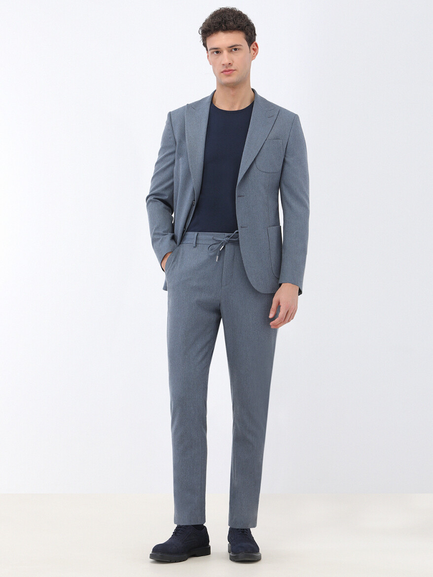 Mavi Düz Modern Fit Takım Elbise - KİP