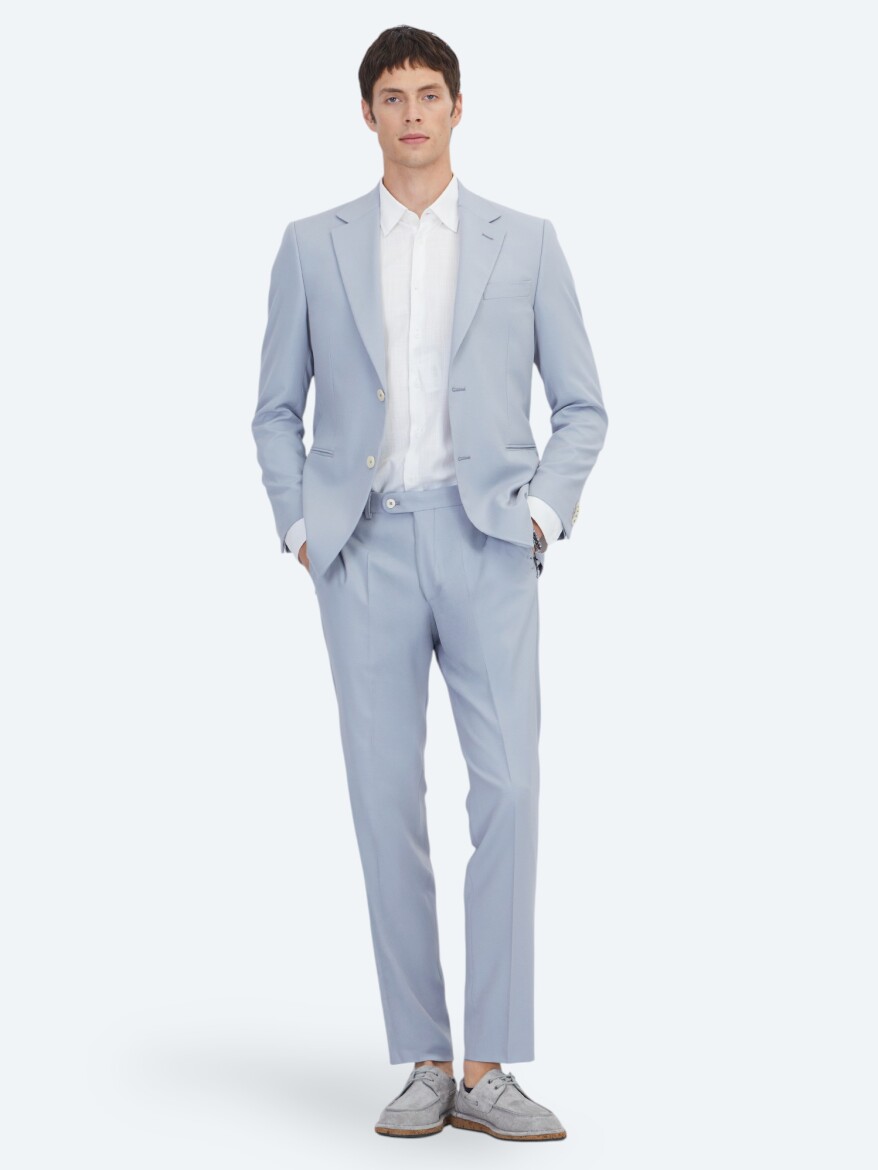 Mavi Düz Modern Fit Takım Elbise - KİP