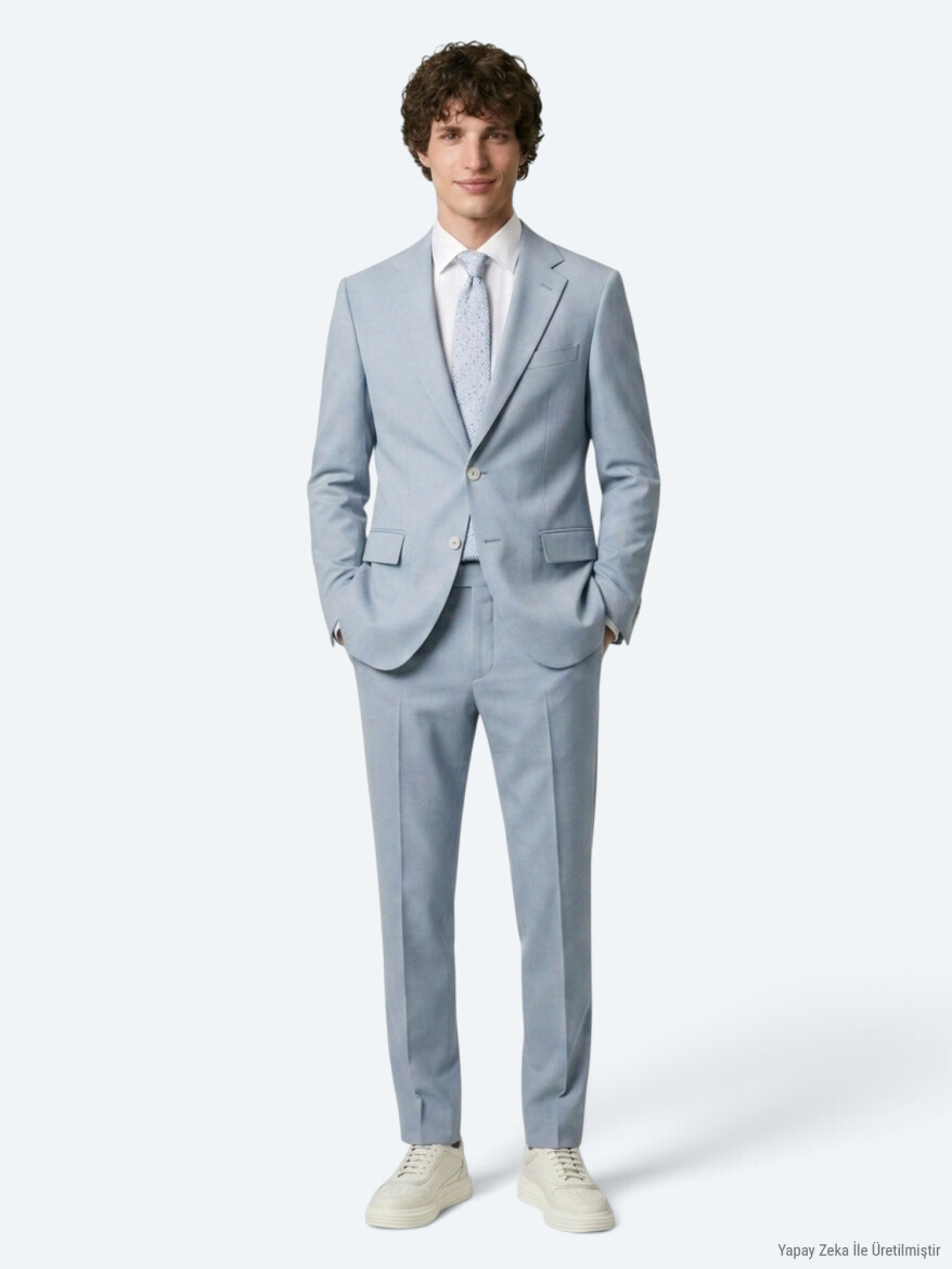 Mavi Düz Modern Fit Takım Elbise - KİP