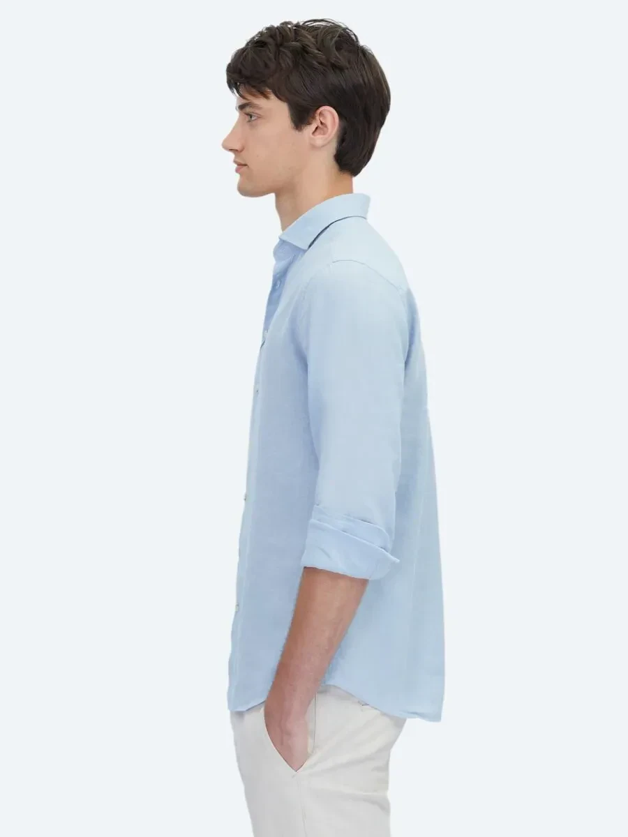 Mavi Düz Regular Fit Dokuma Casual Pamuk Karışımlı Gömlek - 4