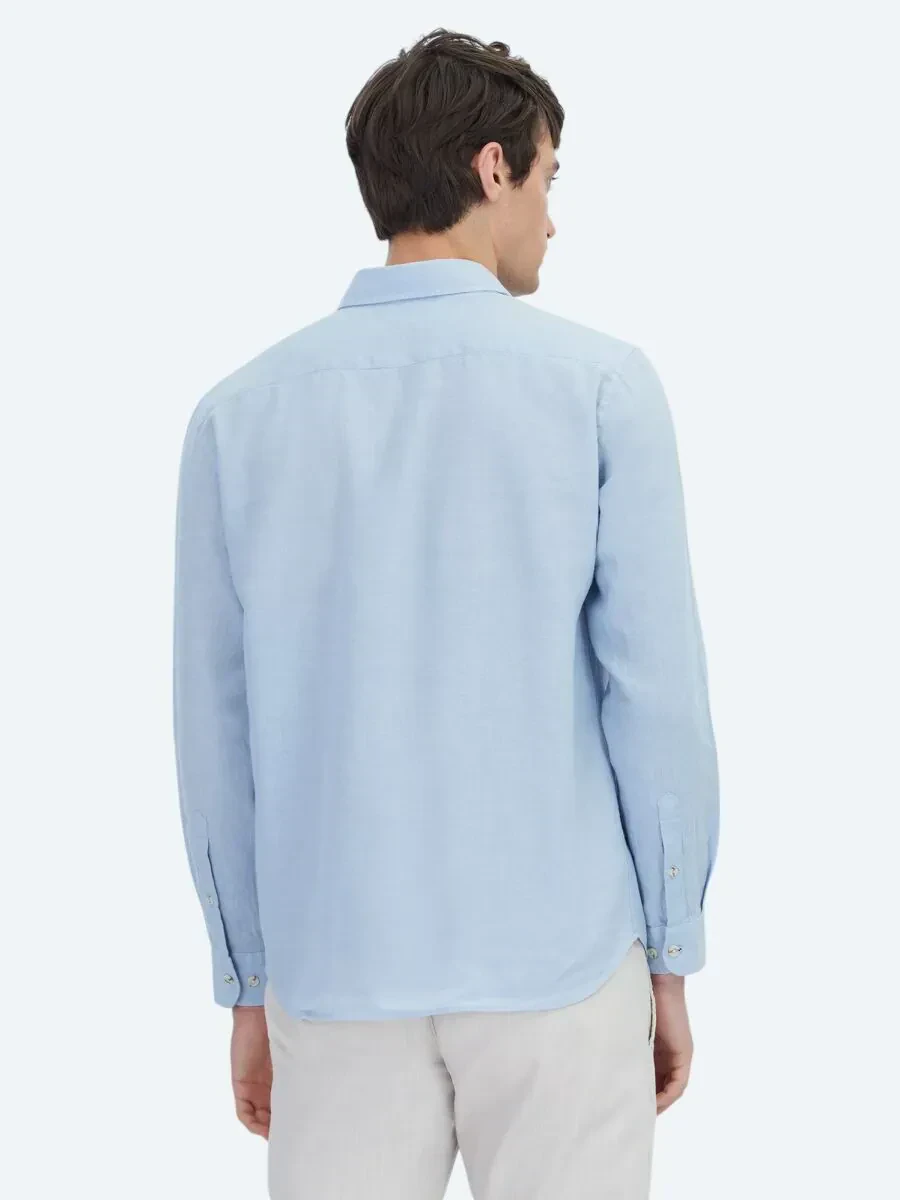 Mavi Düz Regular Fit Dokuma Casual Pamuk Karışımlı Gömlek - 5