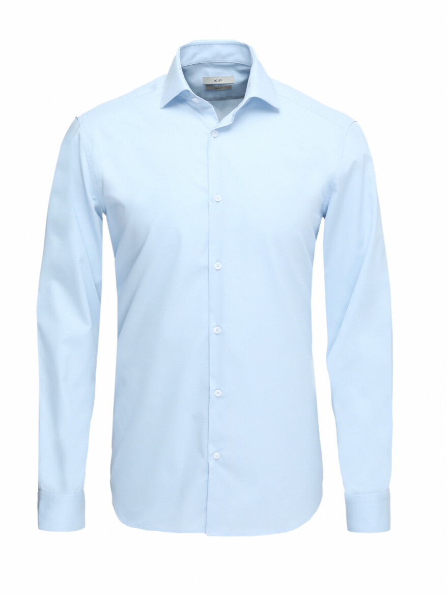 Mavi Düz Regular Fit Dokuma Klasik Pamuk Karışımlı Gömlek - KİP