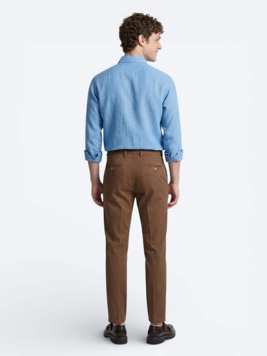 Mavi Düz Regular Fit Uzun Dokuma Casual %100 Pamuk Gömlek - 5