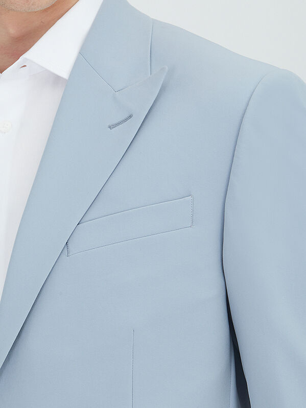 Mavi Düz Slim Fit Takım Elbise - 3