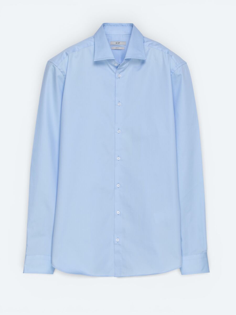 Mavi Düz Slim Fit Uzun Dokuma Klasik %100 Pamuk Gömlek - 5