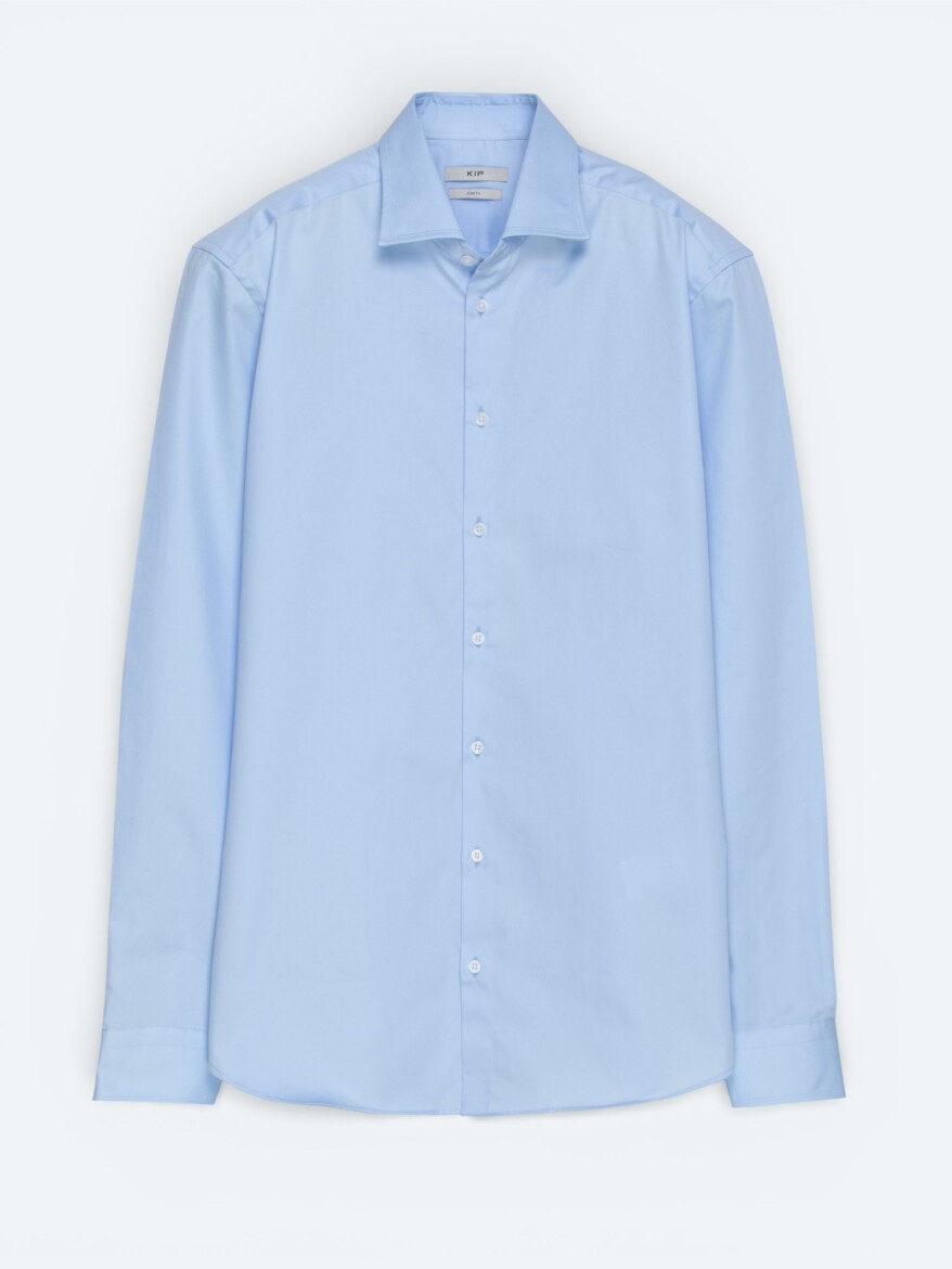Mavi Düz Slim Fit Uzun Dokuma Klasik %100 Pamuk Gömlek - 5