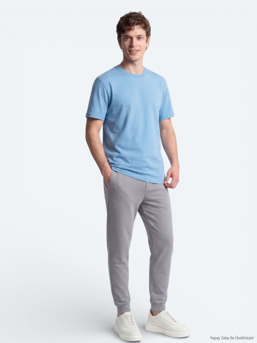 Mavi Düz T-Shirt - 2
