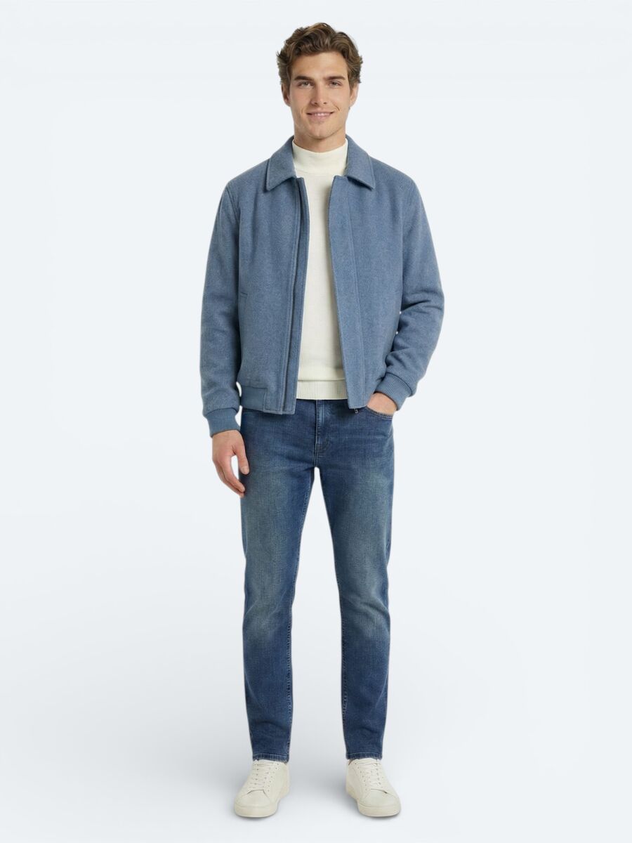 Mavi Gömlek Yaka Casual Dokuma Mont - 3