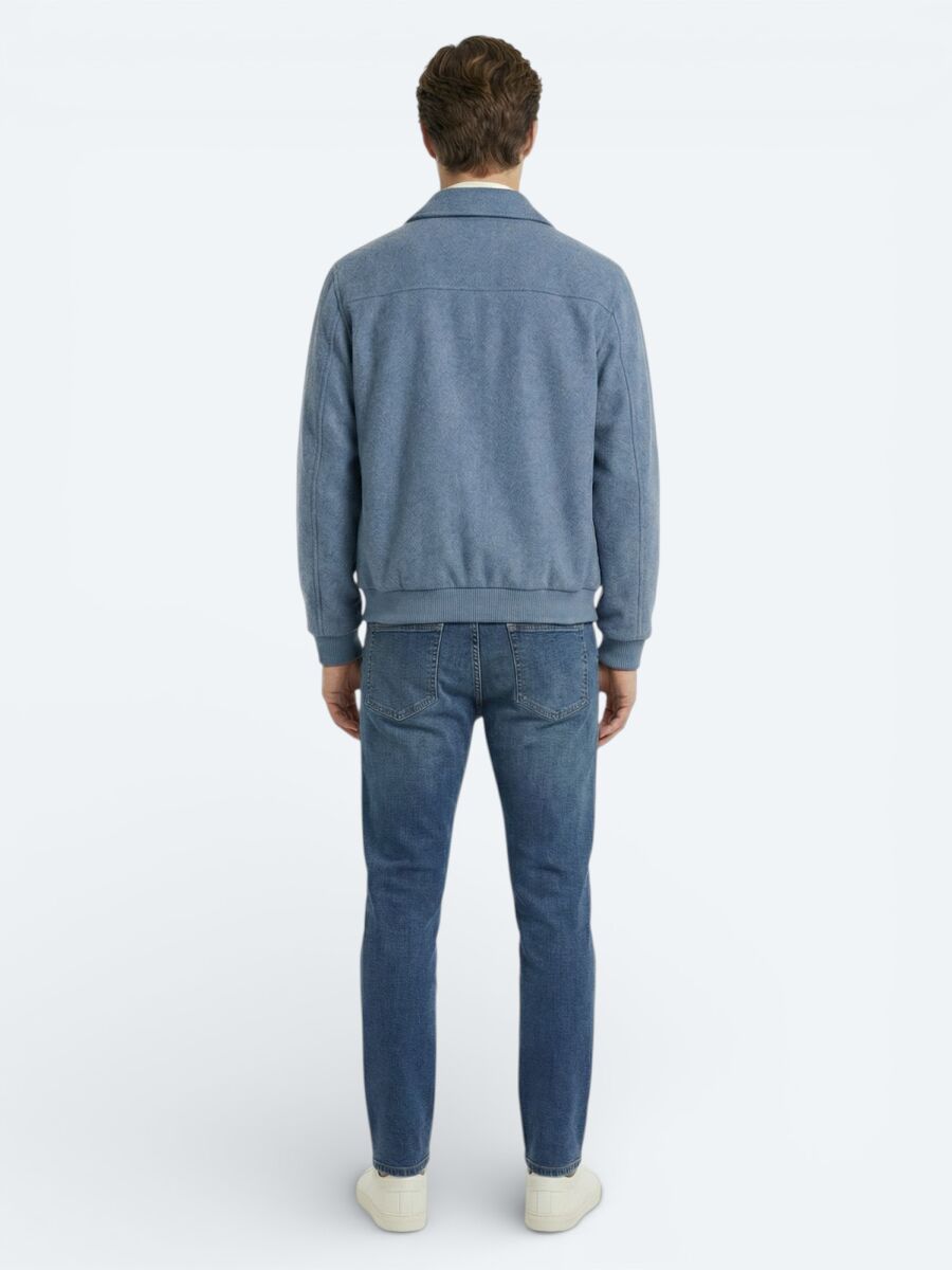 Mavi Gömlek Yaka Casual Dokuma Mont - 4