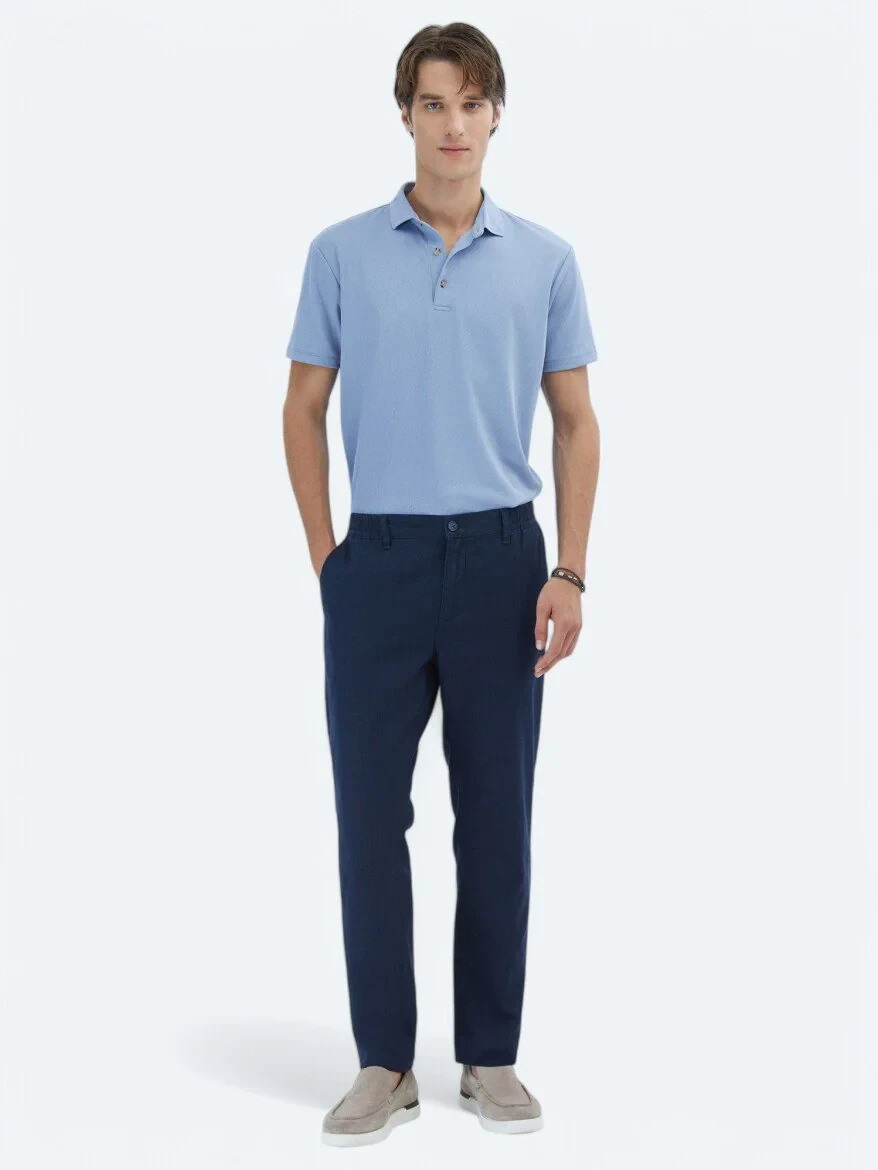 Mavi Jakarlı Polo Yaka T-Shirt - 2
