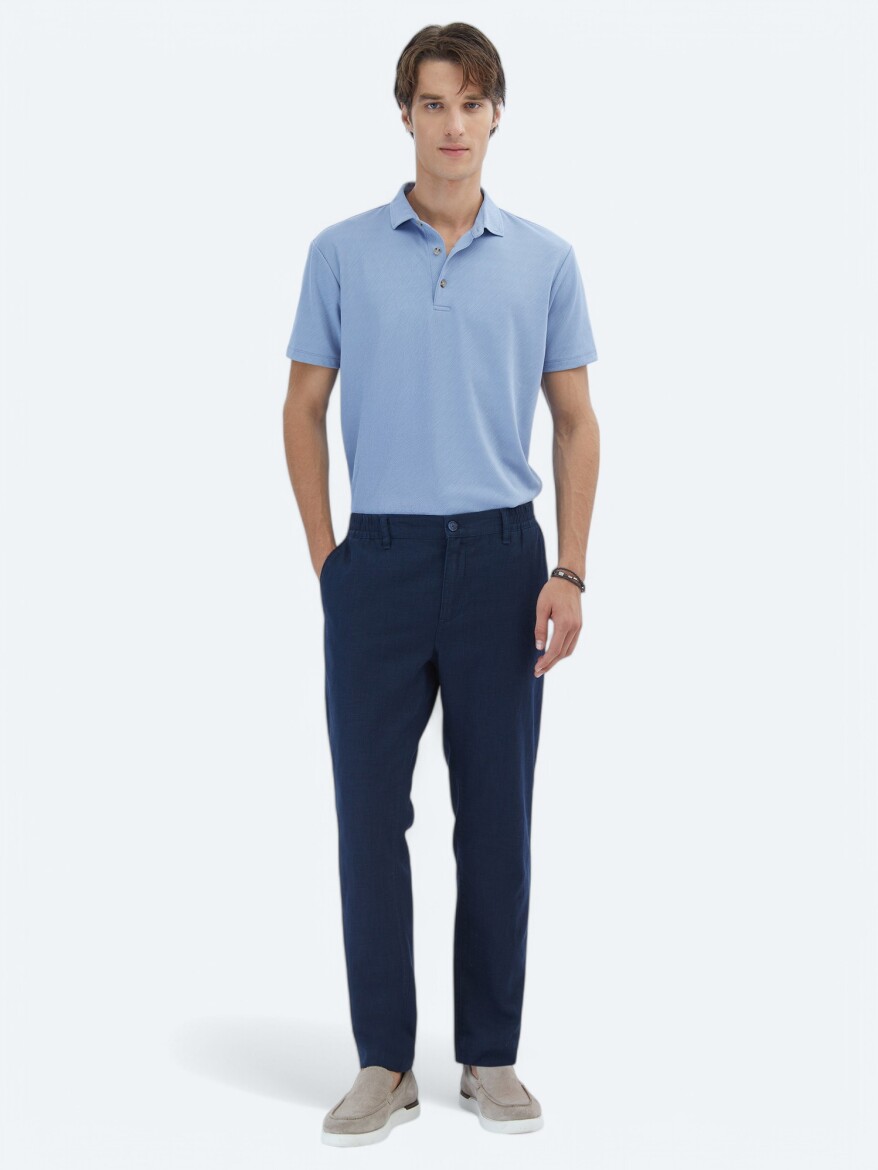 Mavi Jakarlı Polo Yaka T-Shirt - 2