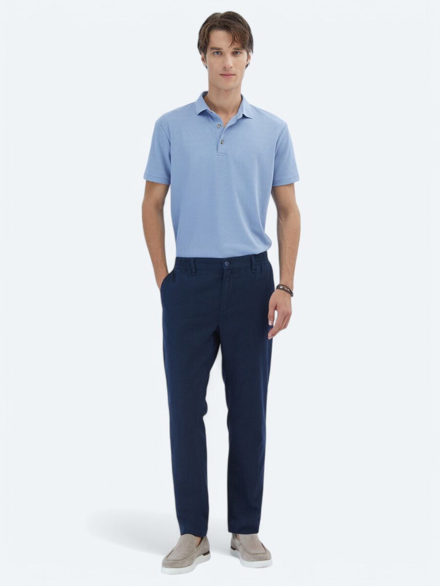 Mavi Jakarlı Polo Yaka T-Shirt - 2