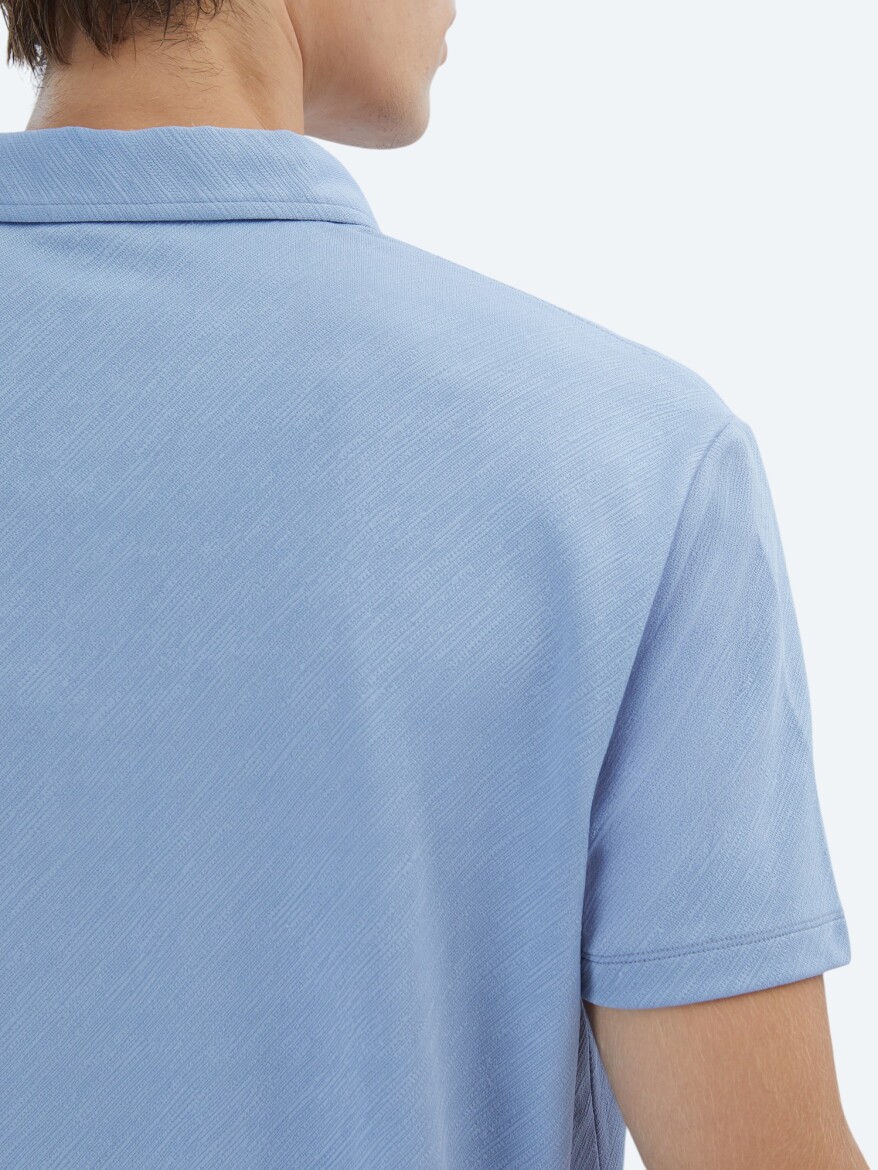 Mavi Jakarlı Polo Yaka T-Shirt - 4
