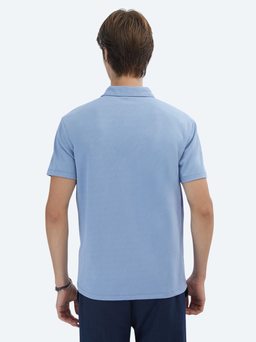 Mavi Jakarlı Polo Yaka T-Shirt - 5