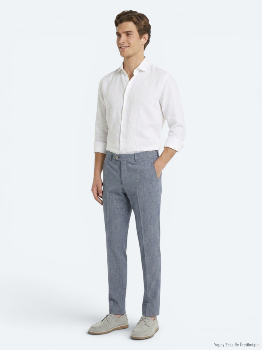 Mavi Kumaş Relaxed Fit Casual Keten Karışımlı Pantolon - 4