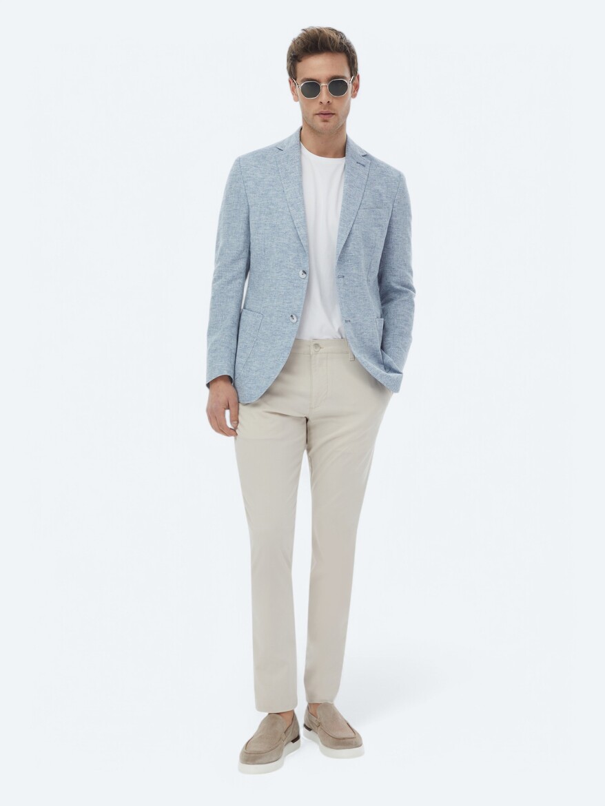 Mavi Mikro Modern Fit Keten Karışımlı Ceket - 2