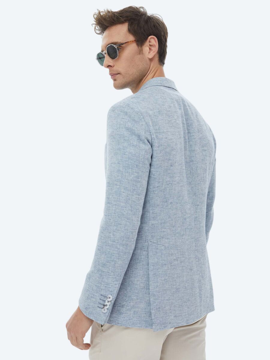 Mavi Mikro Modern Fit Keten Karışımlı Ceket - 9