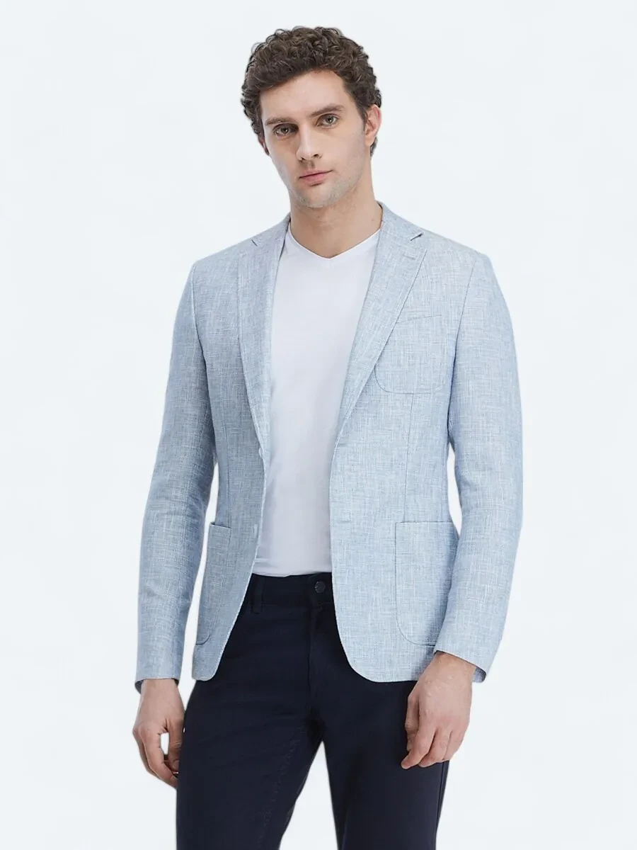 Mavi Mikro Modern Fit Pamuk Karışımlı Ceket - 3