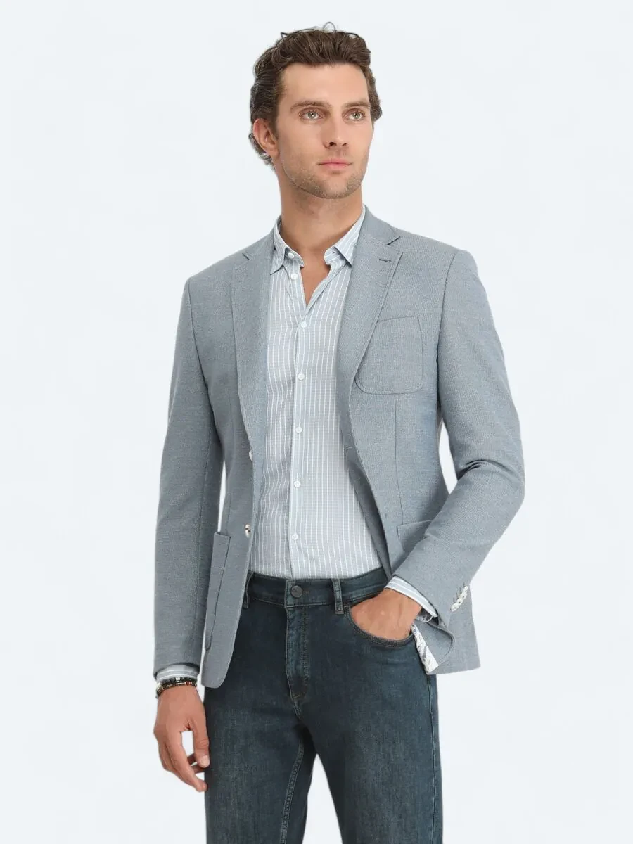 Mavi Mikro Modern Fit Pamuk Karışımlı Örme Ceket - 3