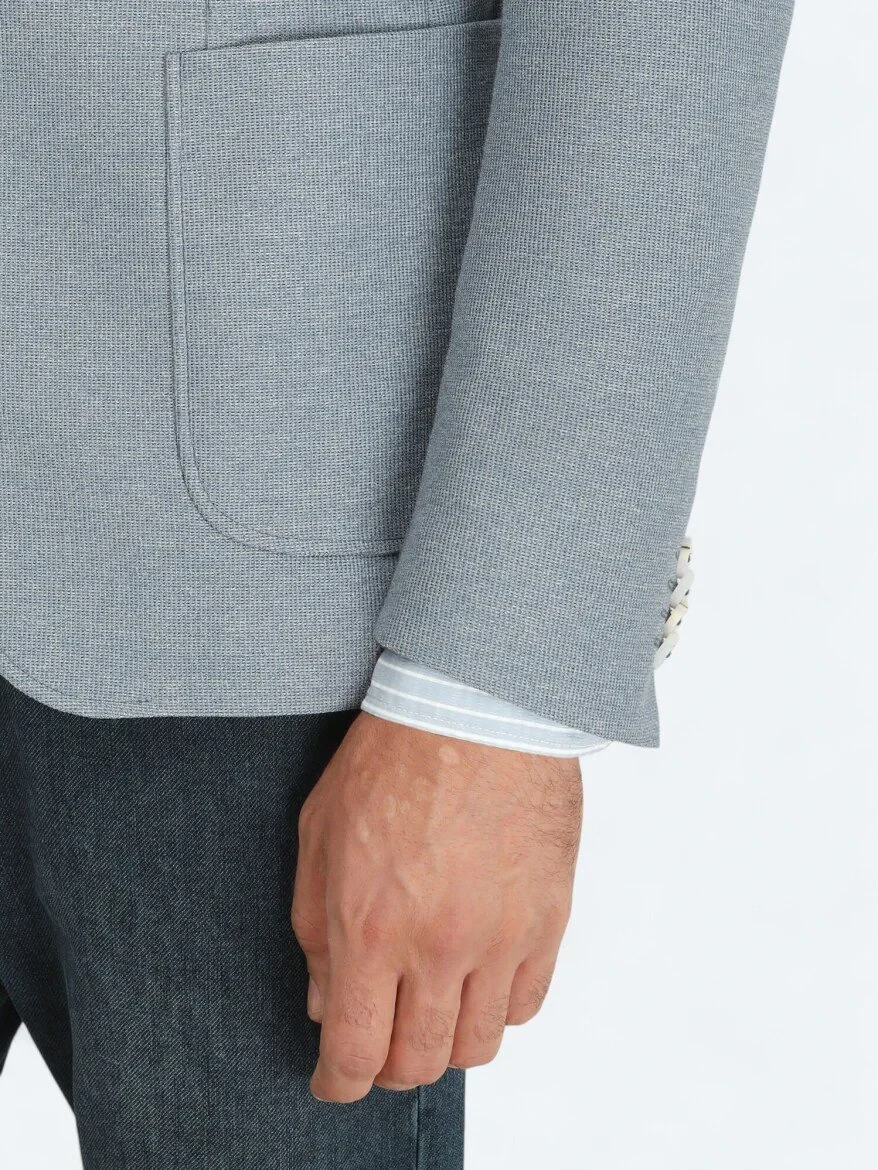 Mavi Mikro Modern Fit Pamuk Karışımlı Örme Ceket - 5