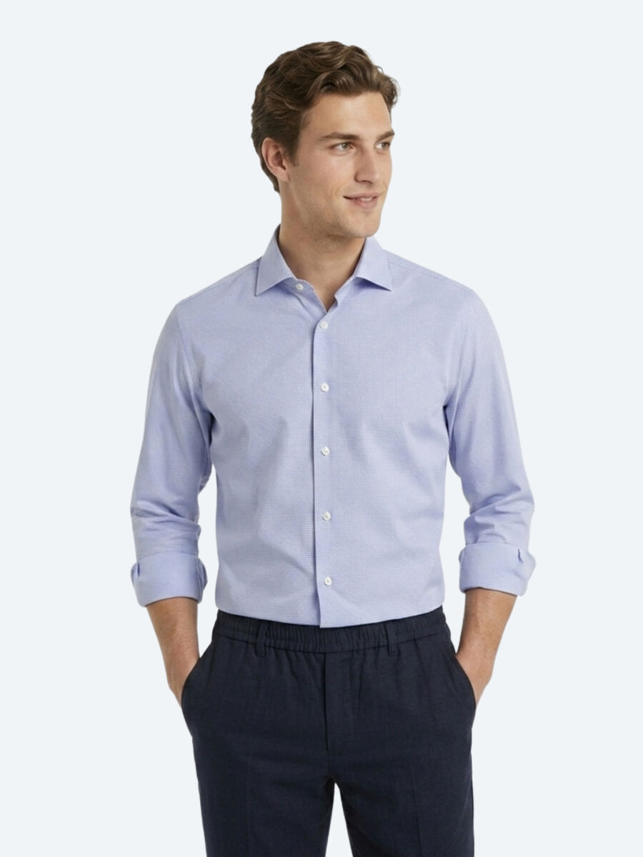 Mavi Mikro Regular Fit Uzun Dokuma Casual %100 Pamuk Gömlek - 3