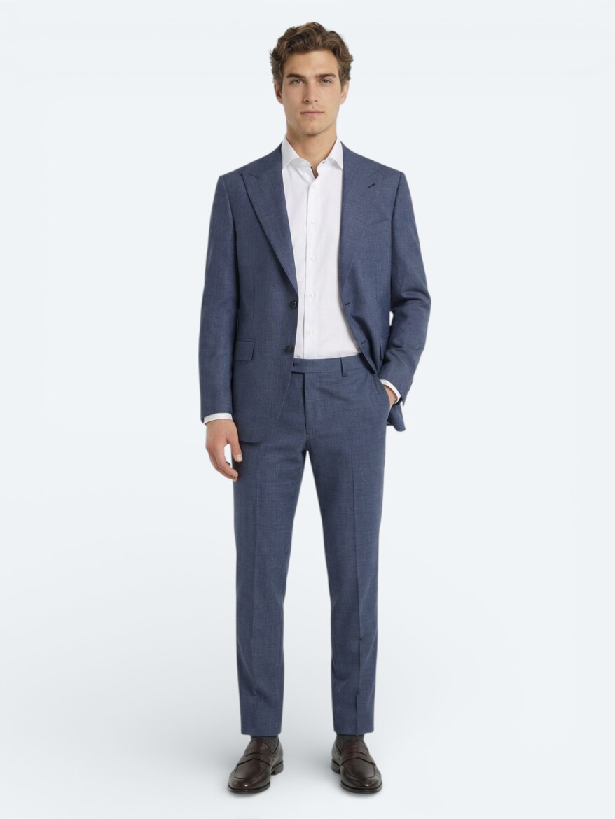 Mavi Modern Fit Yün Karışımlı Takım Elbise - 3