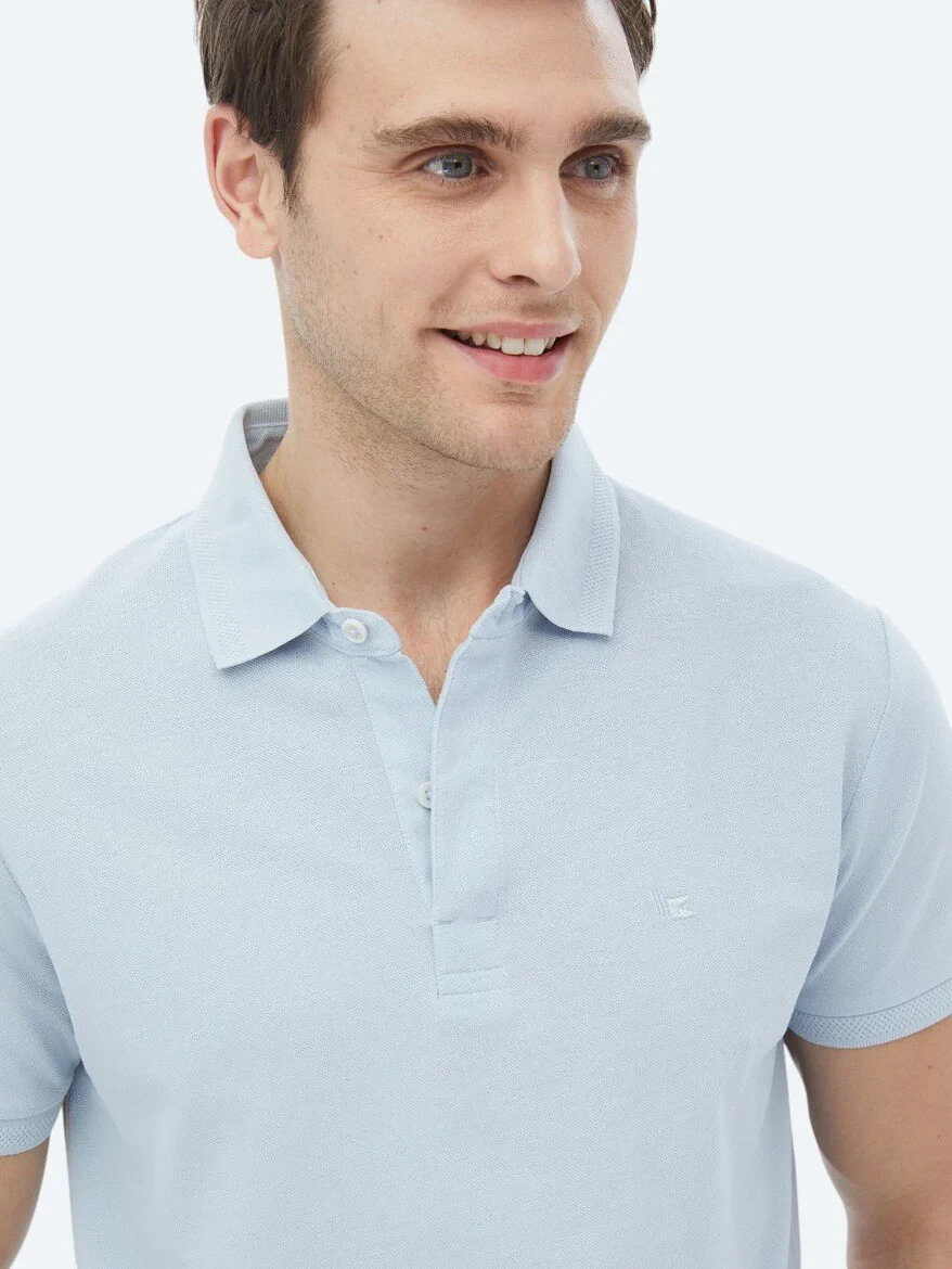 Mavi Polo Yaka %100 Pamuk T-Shirt - 5