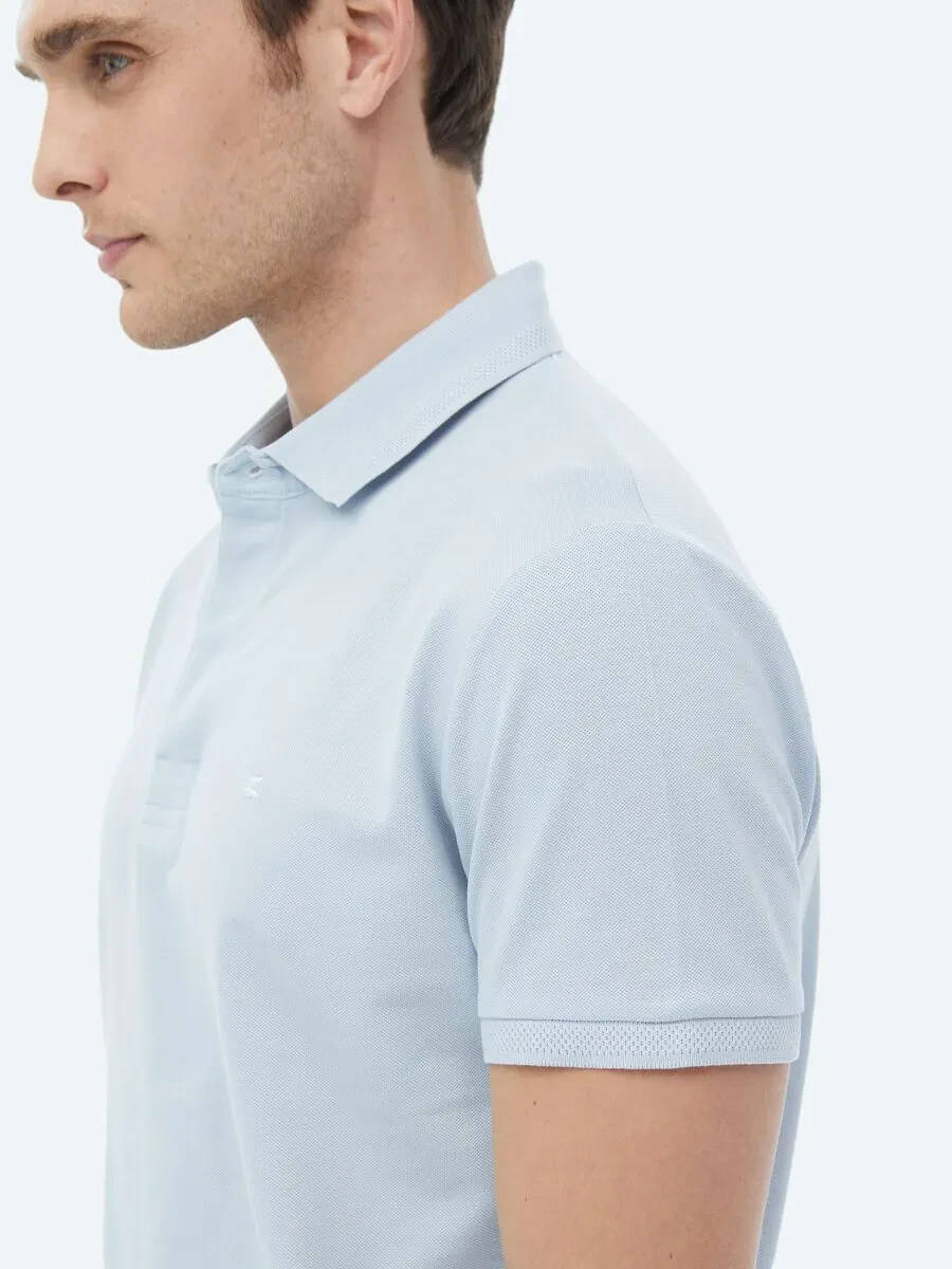 Mavi Polo Yaka %100 Pamuk T-Shirt - 7