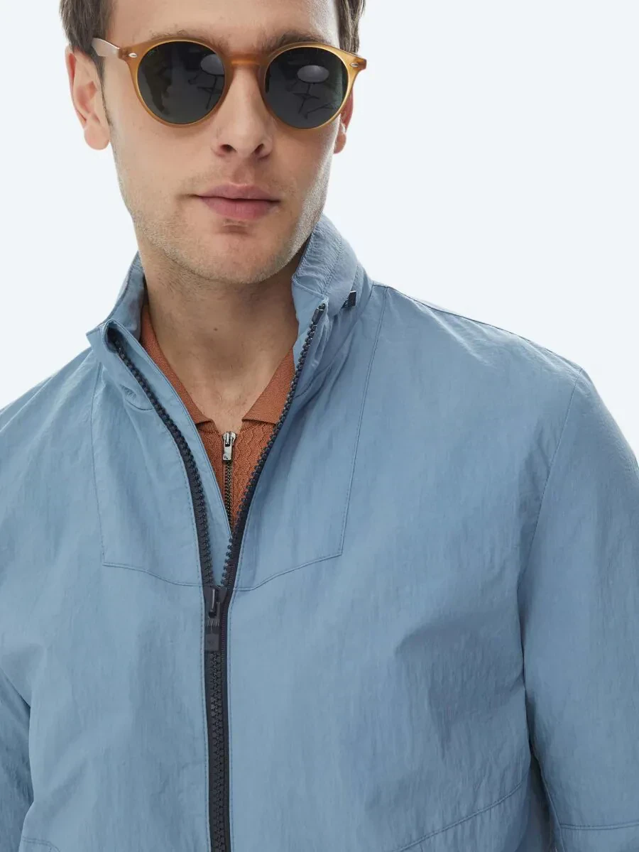 Mavi Regular Fit Gizli Kapüşon Casual Dokuma Mont - 2
