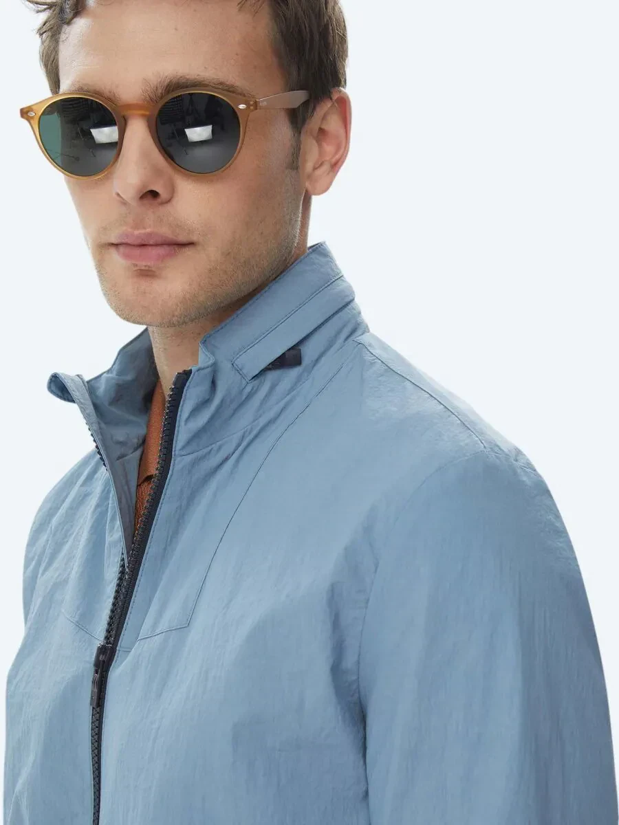 Mavi Regular Fit Gizli Kapüşon Casual Dokuma Mont - 4