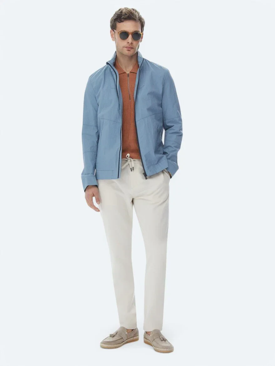 Mavi Regular Fit Gizli Kapüşon Casual Dokuma Mont - 7