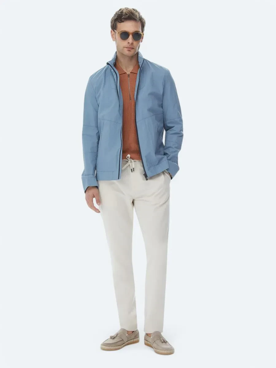 Mavi Regular Fit Gizli Kapüşon Casual Dokuma Mont - 7