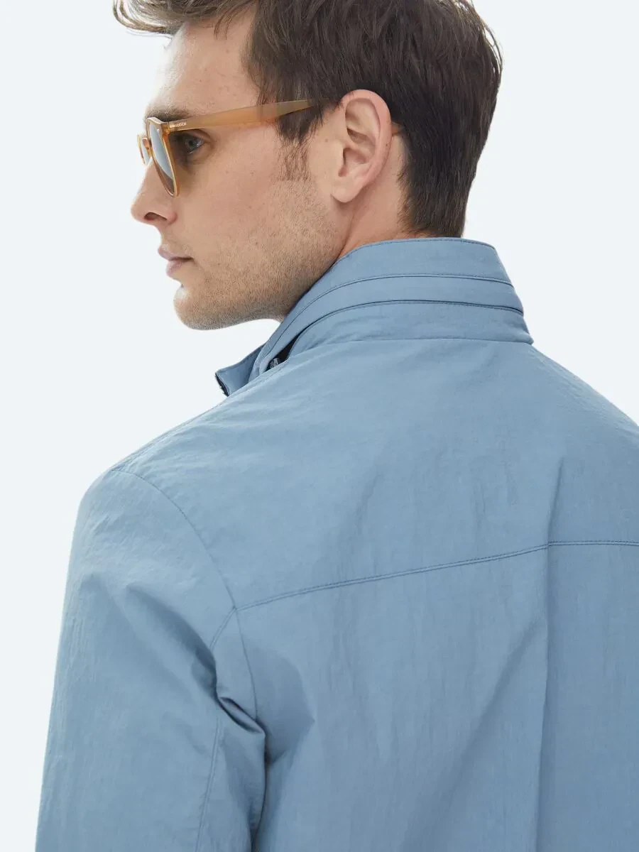 Mavi Regular Fit Gizli Kapüşon Casual Dokuma Mont - 11