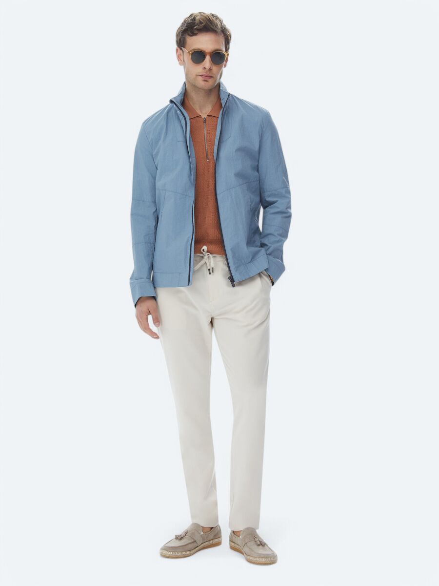 Mavi Regular Fit Gizli Kapüşon Casual Dokuma Mont - 7