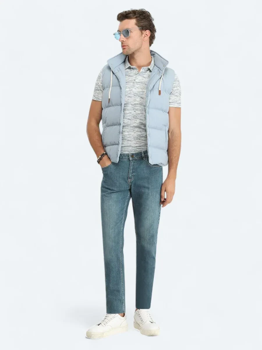 Mavi Regular Fit Kapüşonlu Casual Dokuma Spor Yelek - 2