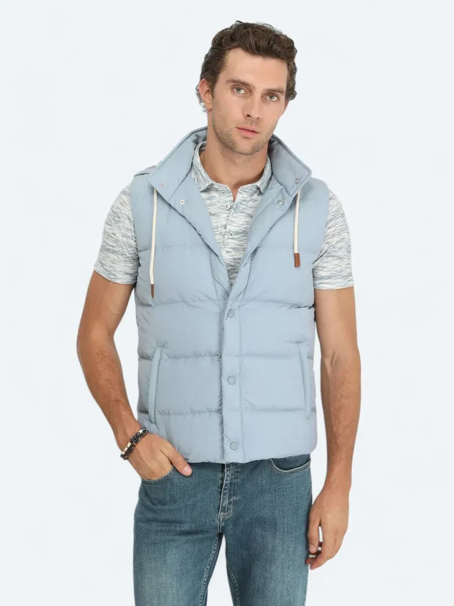 Mavi Regular Fit Kapüşonlu Casual Dokuma Spor Yelek - 3