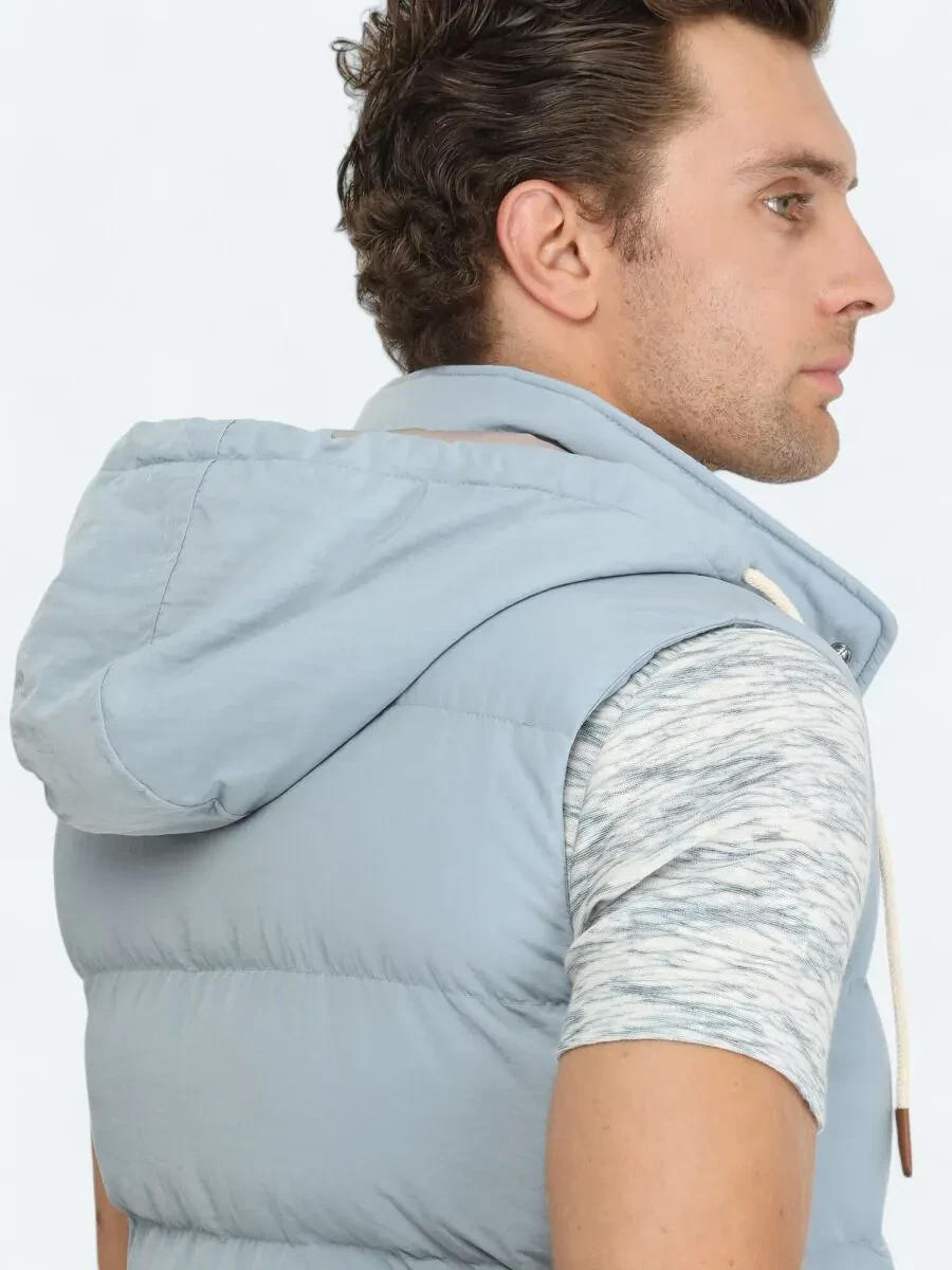 Mavi Regular Fit Kapüşonlu Casual Dokuma Spor Yelek - 5