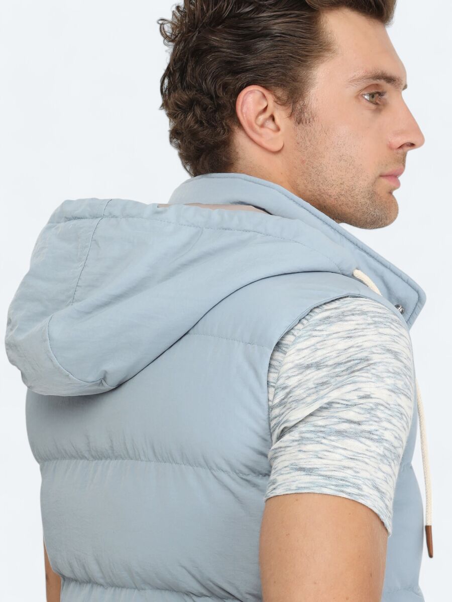 Mavi Regular Fit Kapüşonlu Casual Dokuma Spor Yelek - 5