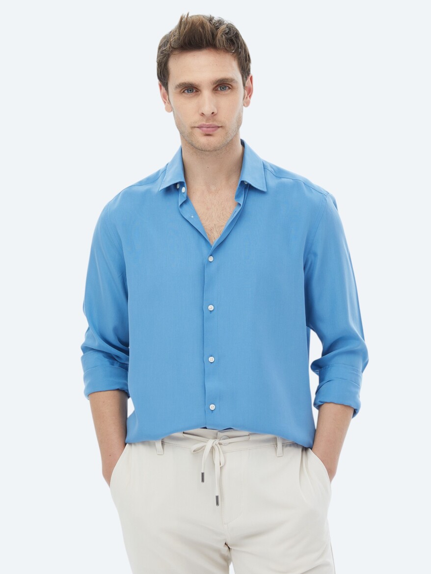 Mavi Regular Fit Uzun Dokuma Casual Gömlek - 3