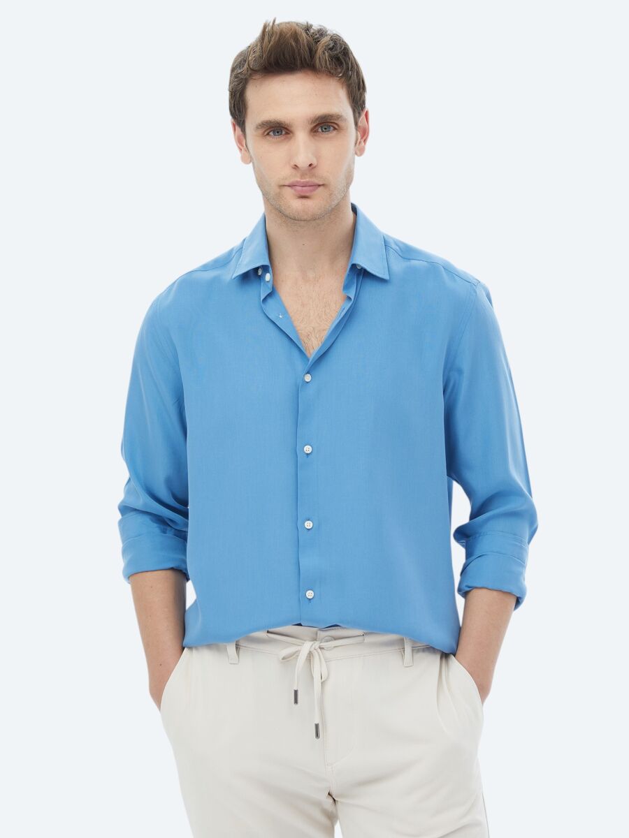Mavi Regular Fit Uzun Dokuma Casual Gömlek - 3
