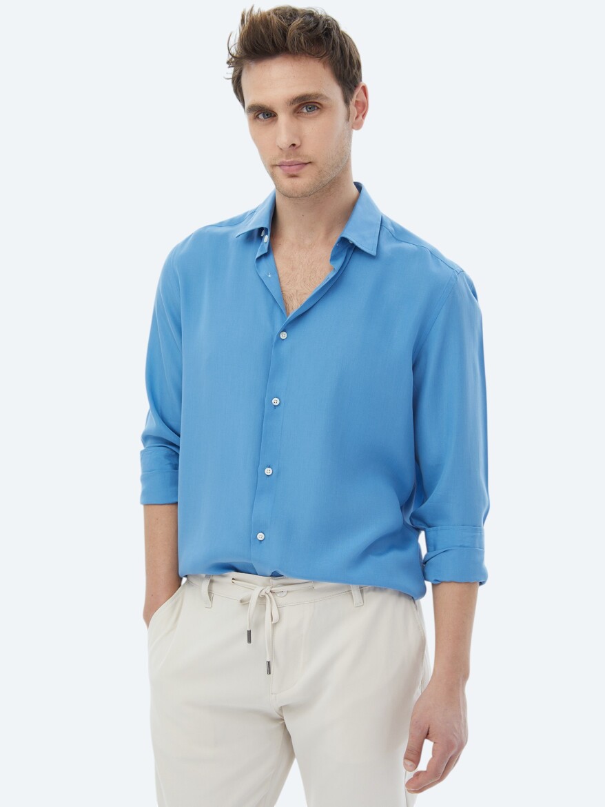 Mavi Regular Fit Uzun Dokuma Casual Gömlek - 7