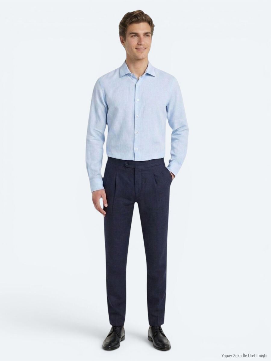 Mavi Regular Fit Uzun Dokuma Casual Pamuk Karışımlı Gömlek - 2