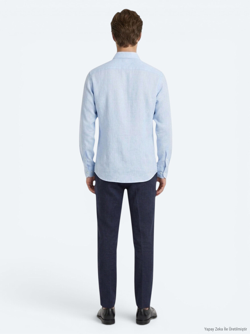 Mavi Regular Fit Uzun Dokuma Casual Pamuk Karışımlı Gömlek - 5