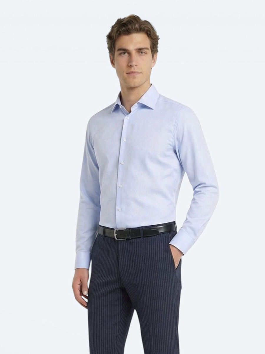 Mavi Slim Fit Uzun Dokuma Klasik %100 Pamuk Gömlek - 1