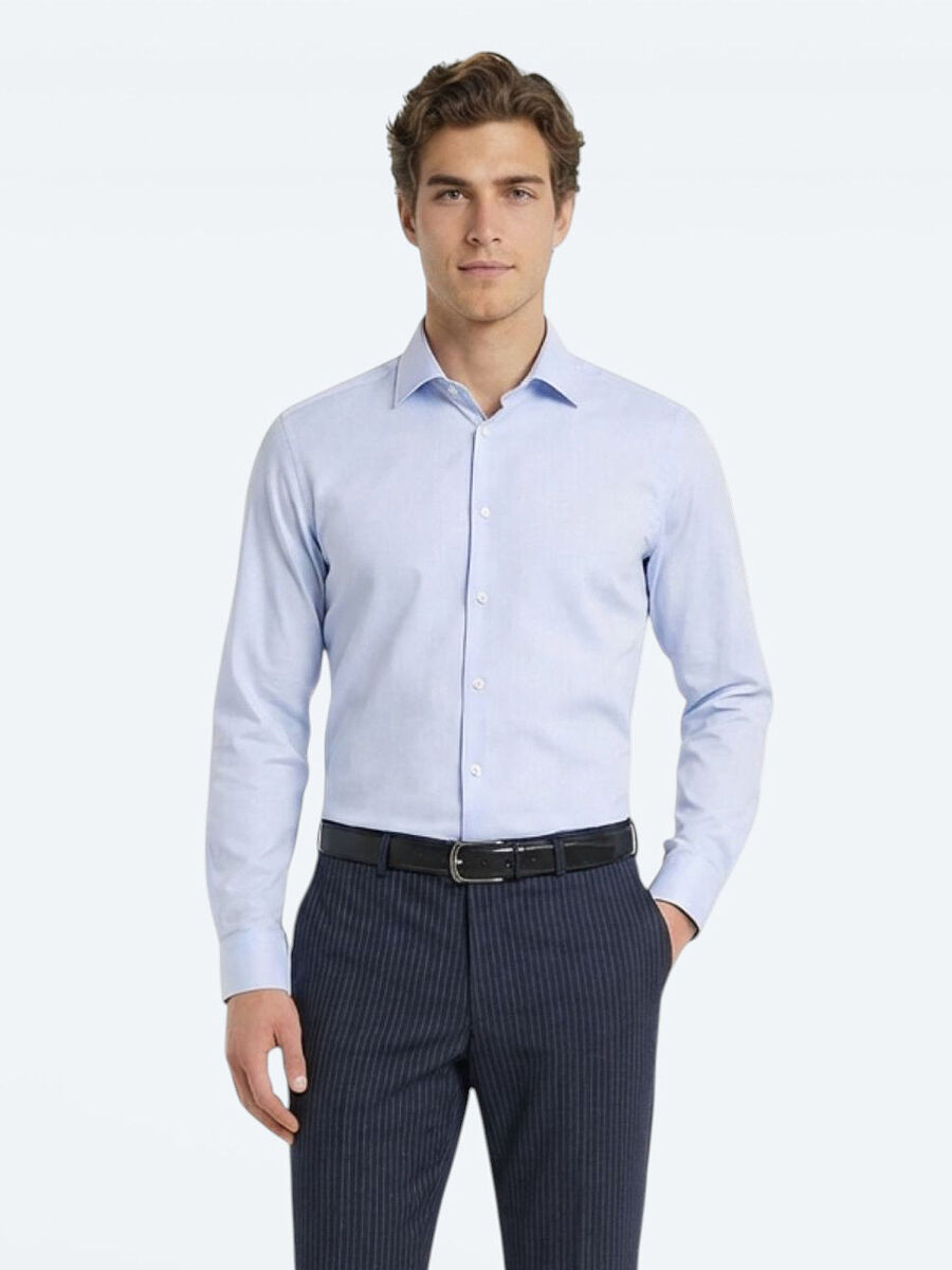Mavi Slim Fit Uzun Dokuma Klasik %100 Pamuk Gömlek - 3
