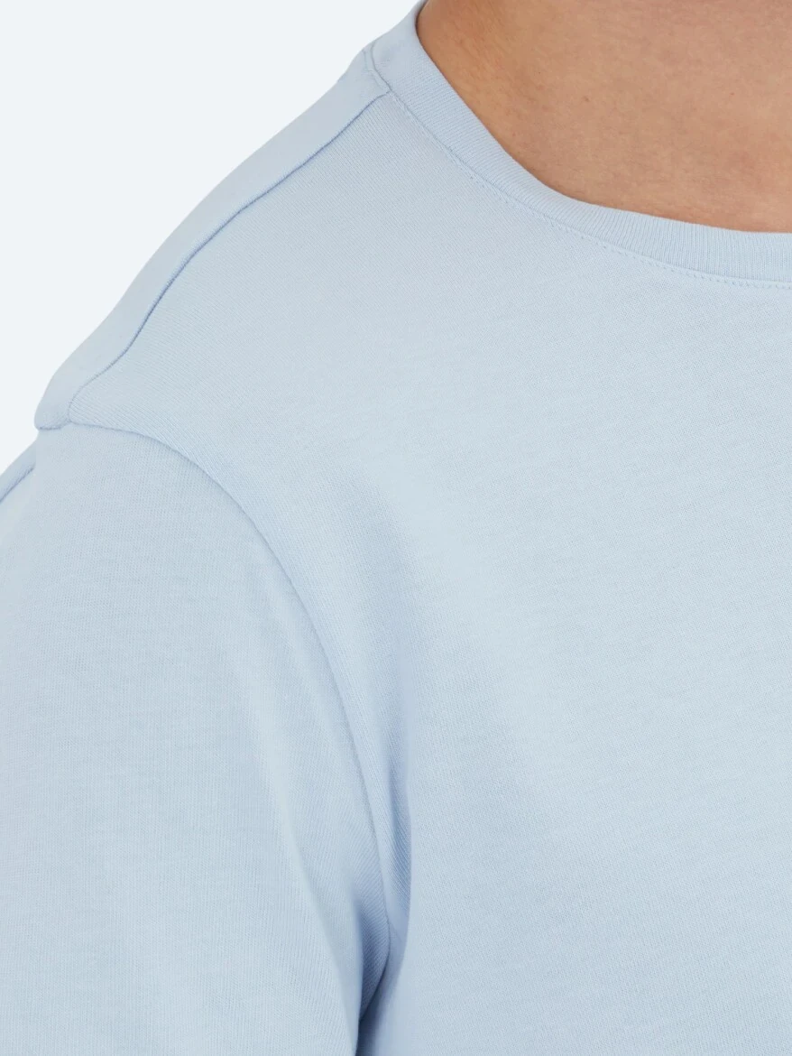 Medium Blue Plain Crew Neck 100% Cotton T-Shirt 