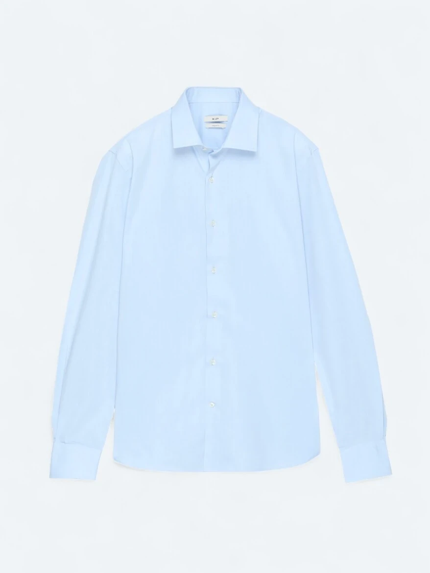 Medium Blue Regular Fit Weaving Classical Cotton Blended Shirt 