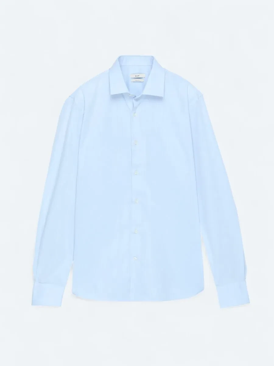 Medium Blue Regular Fit Weaving Classical Cotton Blended Shirt - 1