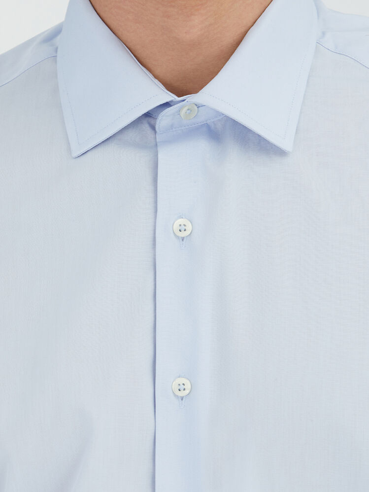 Medium Blue Regular Fit Weaving Classical Cotton Blended Shirt - 3